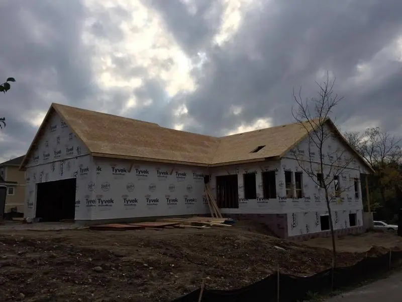 Home and attached garage framed