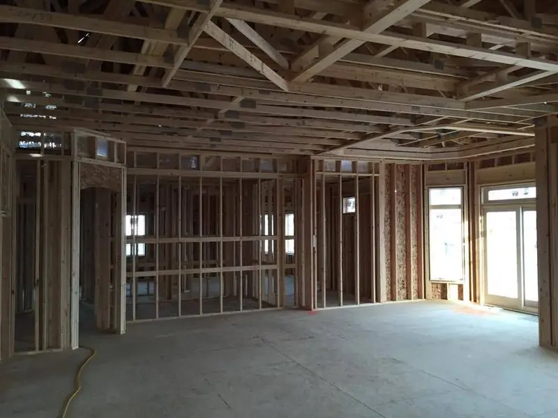Interior walls framed on an upper floor